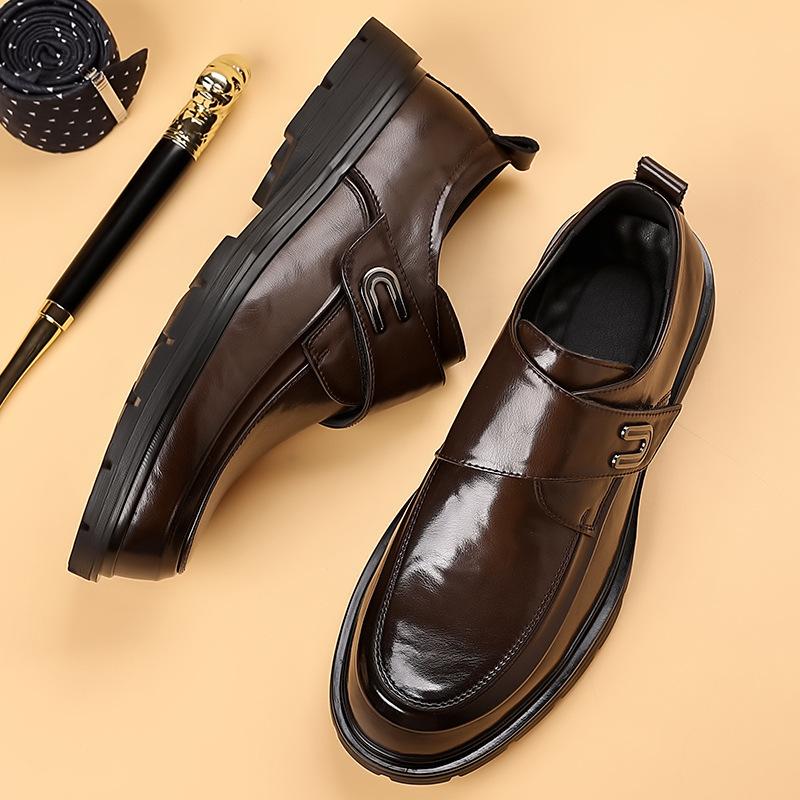 Fashion 2025 Spring Autumn New British Style Business Shoes Man Fashion Casual Platform Shoes Male Solid Color Cow Leather Shoe Man