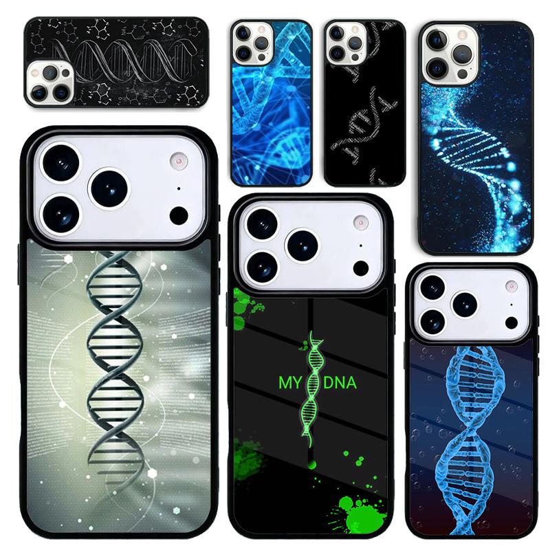 Capa Case for iPhone 17 Air 16 Pro Max 15 Plus 11 13 Mini 14 12 Back Phone Cover Retro DNA Science Illustration