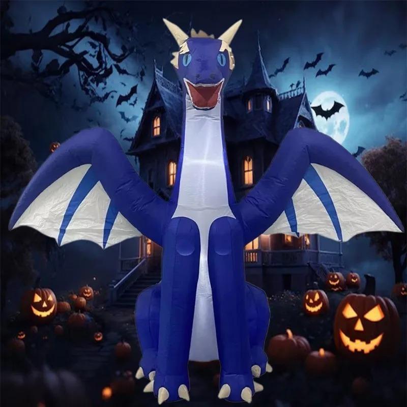 8FT Halloween Inflatable Toys Blue Dragon Decoration Built-in LED Lights Inflatable Model Outdoor Ornament Party Garden Decor