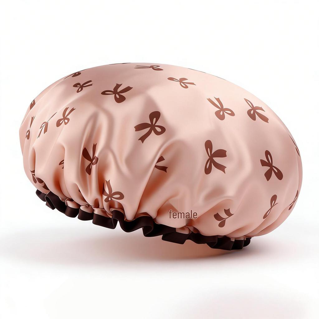 Double-Layer Waterproof Shower Cap: Thick, Dustproof, Oil-Proof Bath Cap for Women