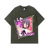 275 GSM Washed T-shirts 100% Cotton Chainsaw Man V53 Reze Print Unisex Heavy Cotton T Shirt