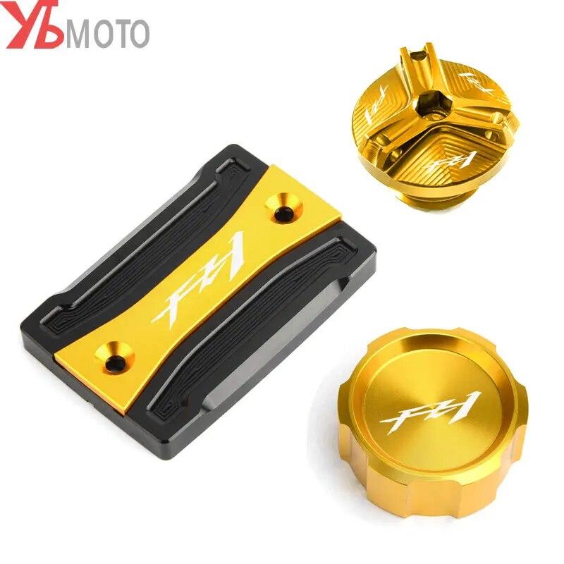 Laser Logo Motorcycles CNC Aluminum Front Rear Brake Fluid Reservoir Cover & Oil Filler Cap For YAMAHA FZ1 FAZER FZ 1 2006-2015