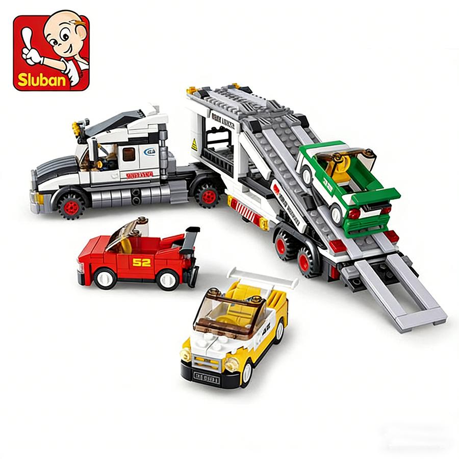 Non-Toxic 638Pcs Sluban 0339 Transport Vehicle Bus Building Blocks Set Technic City Bricks Children Diy Educational Toys Birthdays Gifts