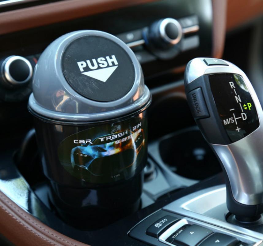 Car trash can, mini storage bin for cars, printed interior supplies, circular car creative trash can