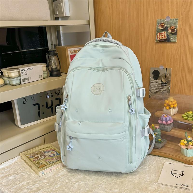 

Student Solid Color Schoolbag Women s Large Capacity Multi-compartment Backpack