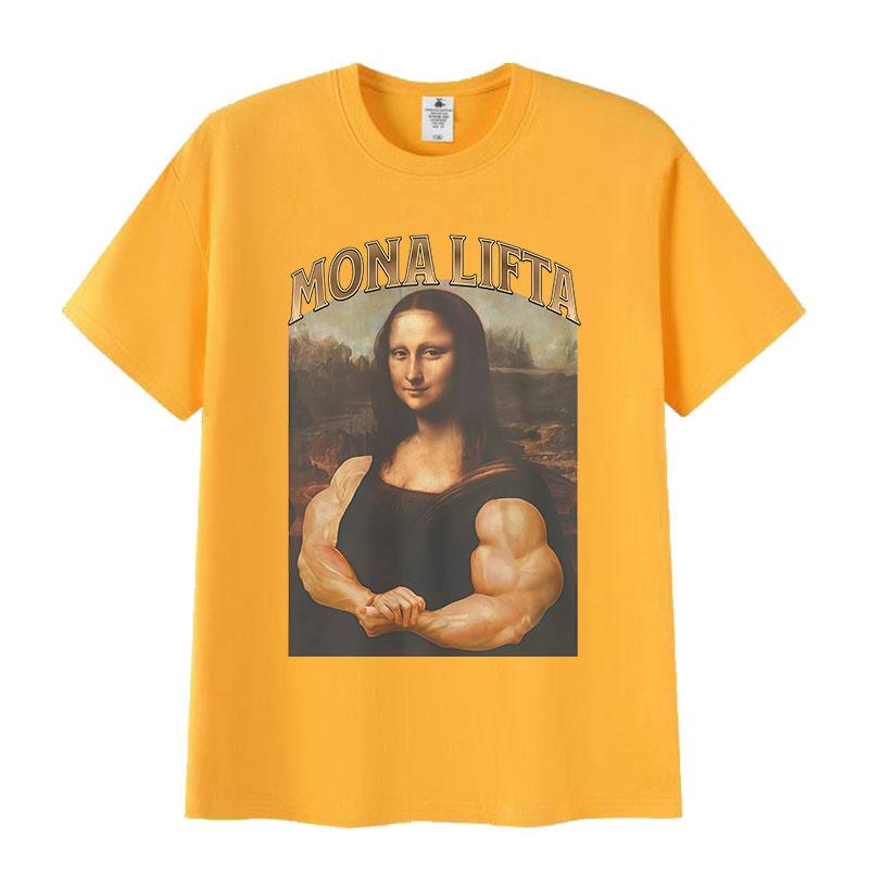 Mona Lifta Funny Gym Graphic T Shirt Unisex Women Vintage High Quality Fashion Tshirt Casual 100 Cotton Short Sleeve Tshirts Tops