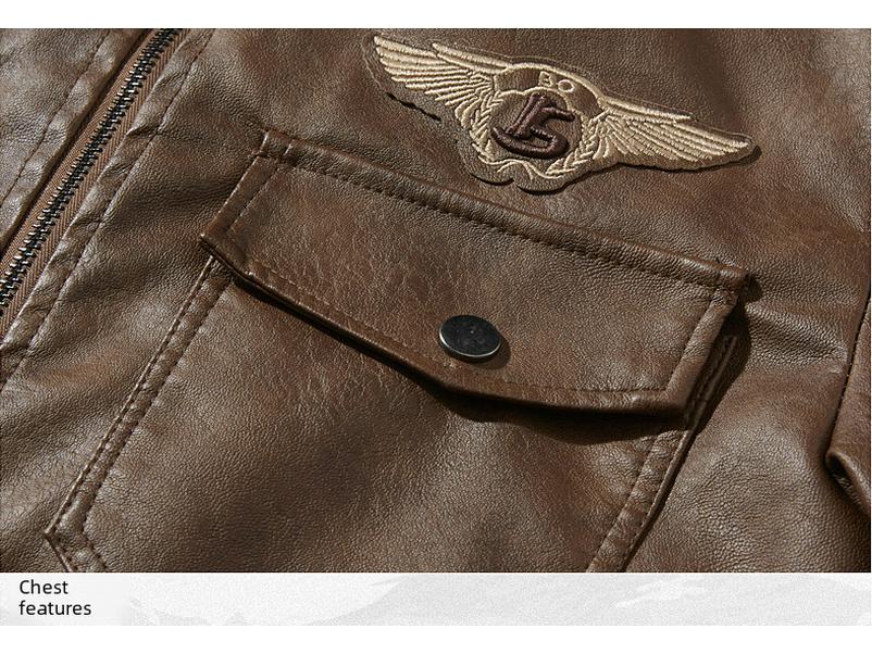 Men's Autumn/Winter PU Leather Motorcycle Jacket, Lapel, Plus Velvet, Trendy Large Size