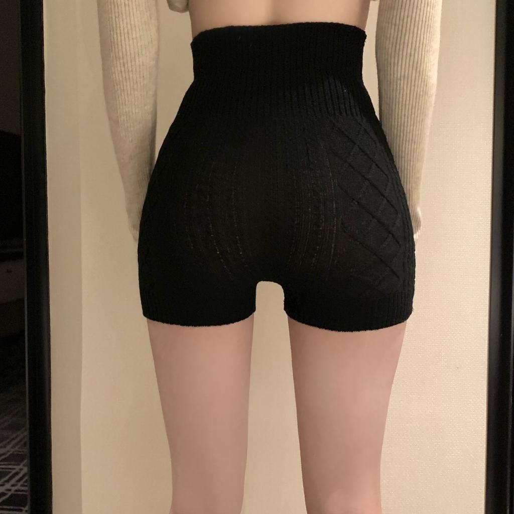 Autumn And Winter Comfortable Anti-glow Shorts Knitted Fall And Winter High Waist Simple Solid Color Bottoming Safety Pants