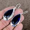 Blue Topaz Gemstone Handmade 925 Sterling Silver Jewelry Earring 2.09" KKG-635