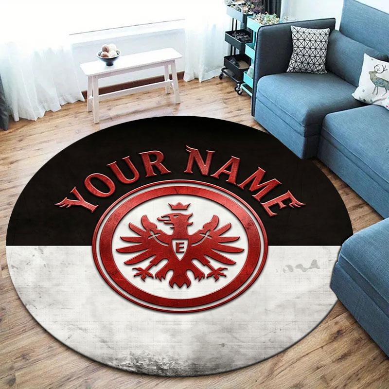 Eintracht Frankfurt Custom Name Round Area Rug,Carpet Rug for Living Room Bedroom Sofa Playroom Decor,Non-slip Floor Mat