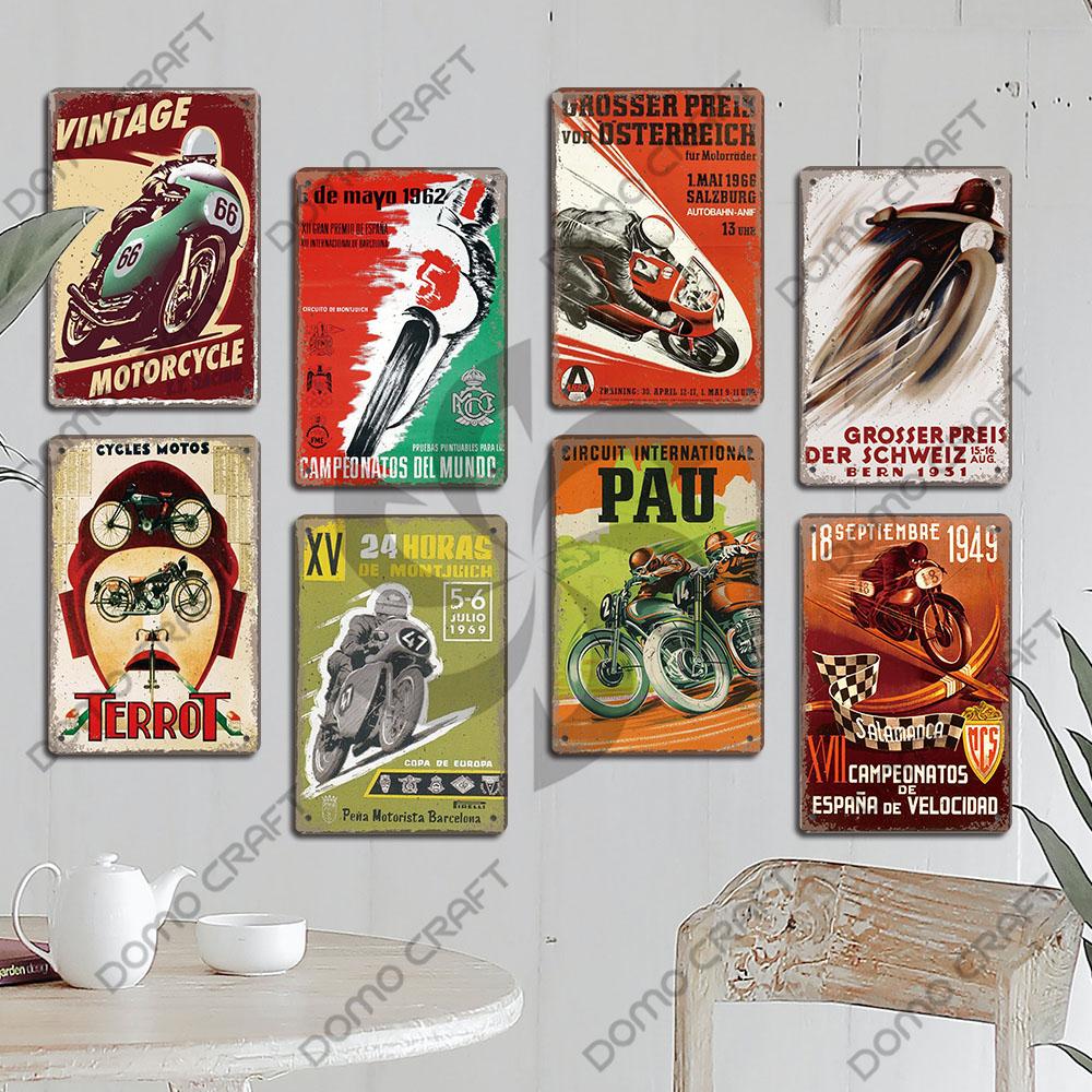 Motorcycle Vintage Poster Metal Plate Cafe Racer Festival Race Bred Motorcycle Metal Tin Signs Wall Decor Riders Club Man Cave