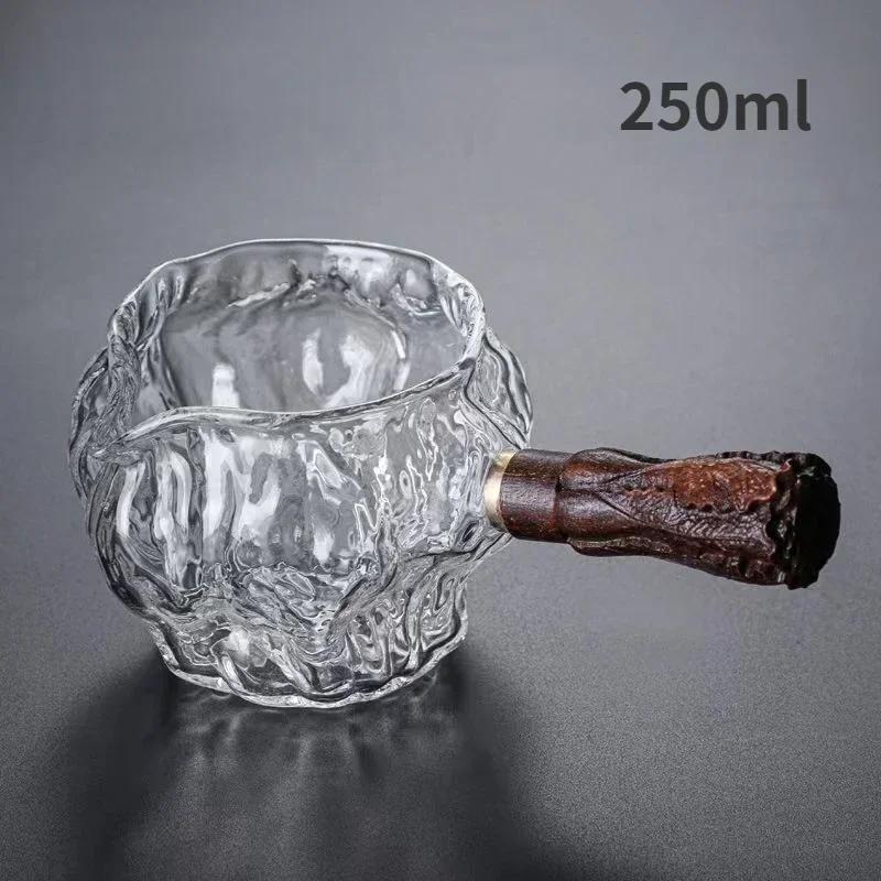Glass Tea Jug Chinese Kung Fu Tea Set Accessory Water Pitcher Wood Side Handle Teapot Heat Resistant Teaware Coffee Milk Pot