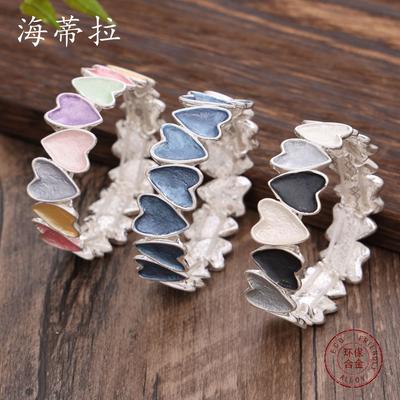 New Color Painting Oil Love Combination Elastic Bracelet, Spring and Summer Small Fresh Heart-shaped Women's Versatile Bracelet