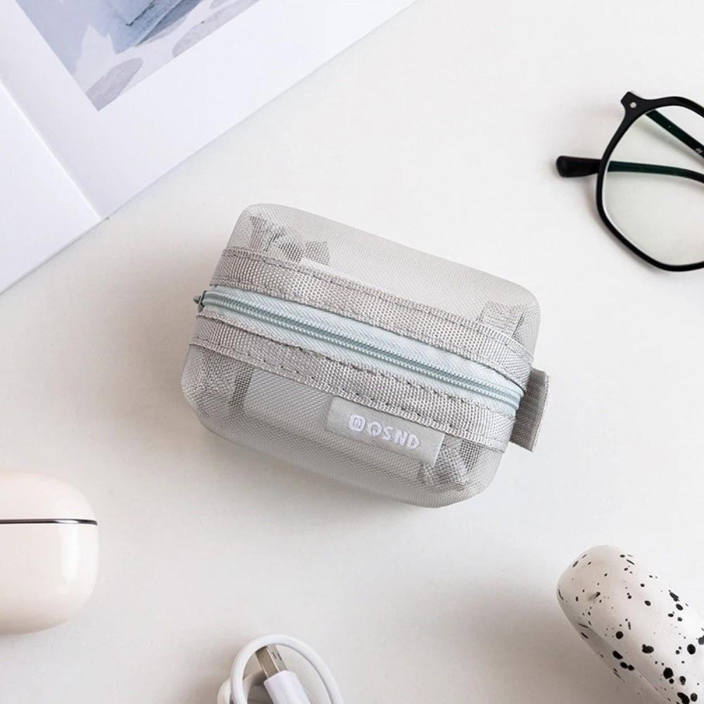 6pcs Set Minimalist Mesh Storage Bag Card Hold Coin Purse Zipper Transparent Bag  Card Organizer