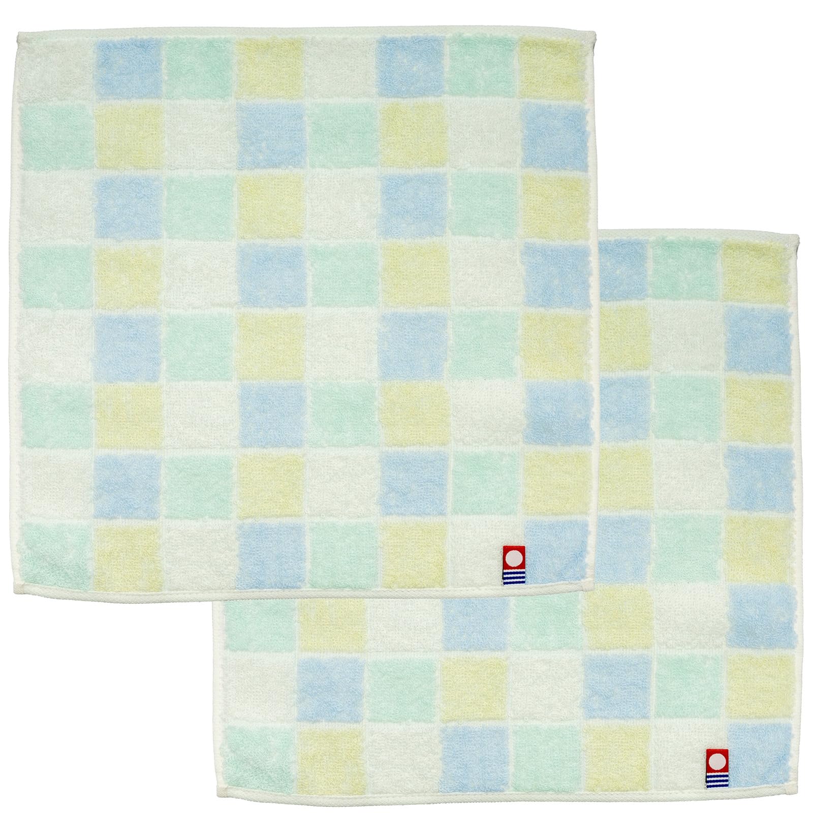 

Nishio Imabari Towel Certified Hand Towels for Women, Set of 2, Made in Japan, 100% Cotton, 25cm, Double-Sided Terry Cloth, Absorbent, Checkered