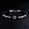 Men's 6mm Tiger Eye Beaded Bracelet with Stainless Steel Cross