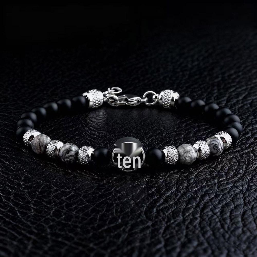Men's 6mm Tiger Eye Beaded Bracelet with Stainless Steel Cross