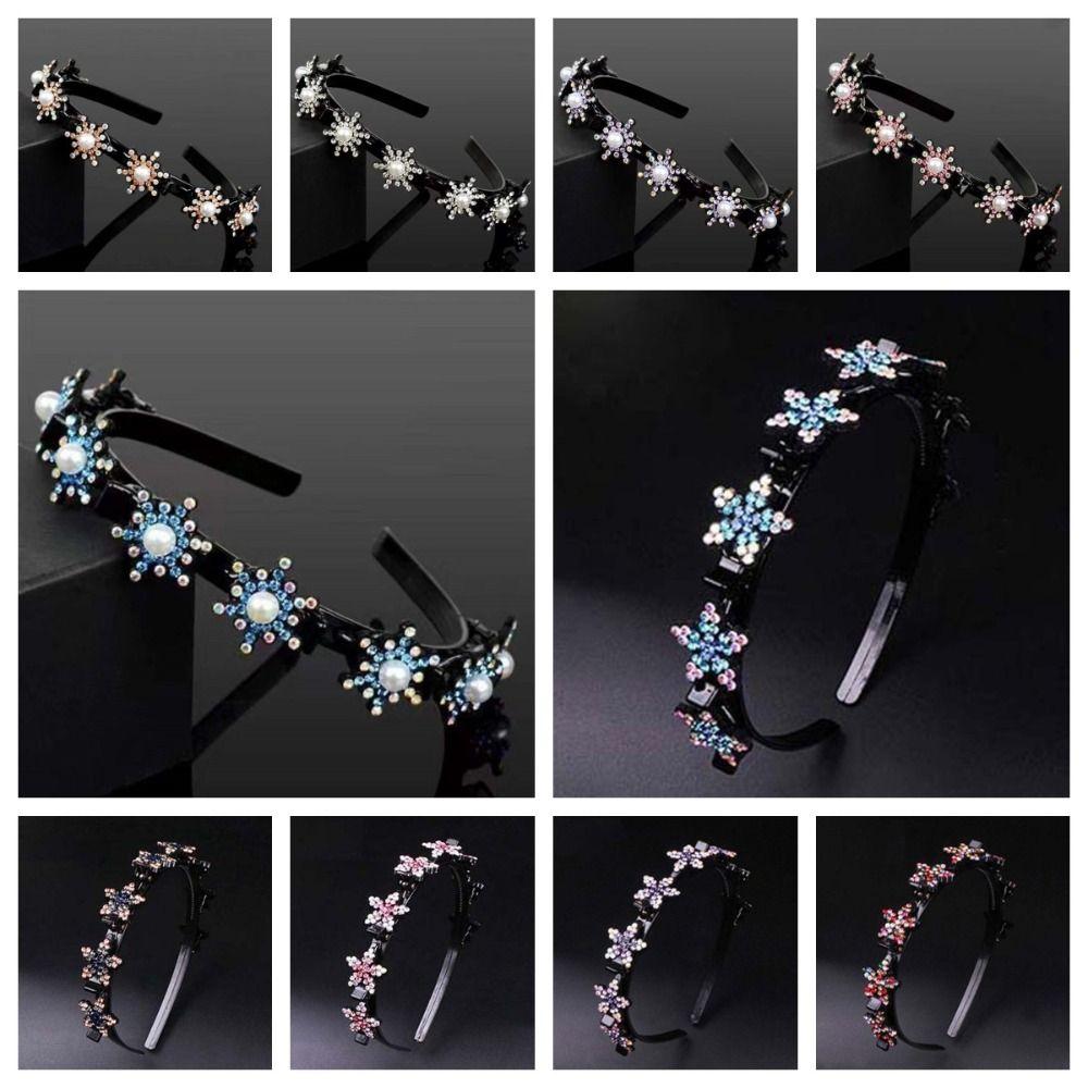 Sweet Women Pearl Hair Hoop Snowflake Star Hairband Fashion Hair Bands with Clips  Daily