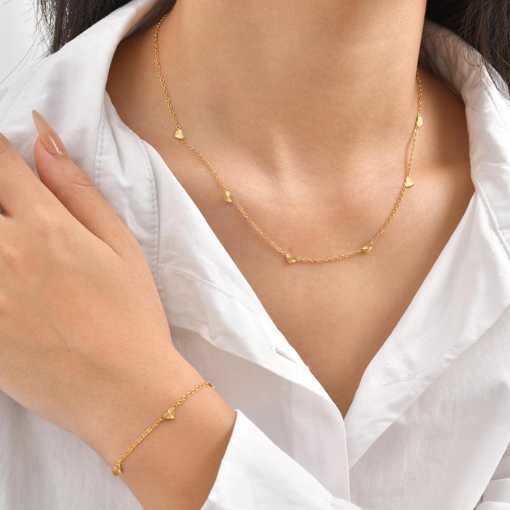 Elegant Heart Stainless Steel Bracelet for Women Girl, Waterproof Gold Plated Charm Bracelet, Luxury Aesthetic Party Jewelry