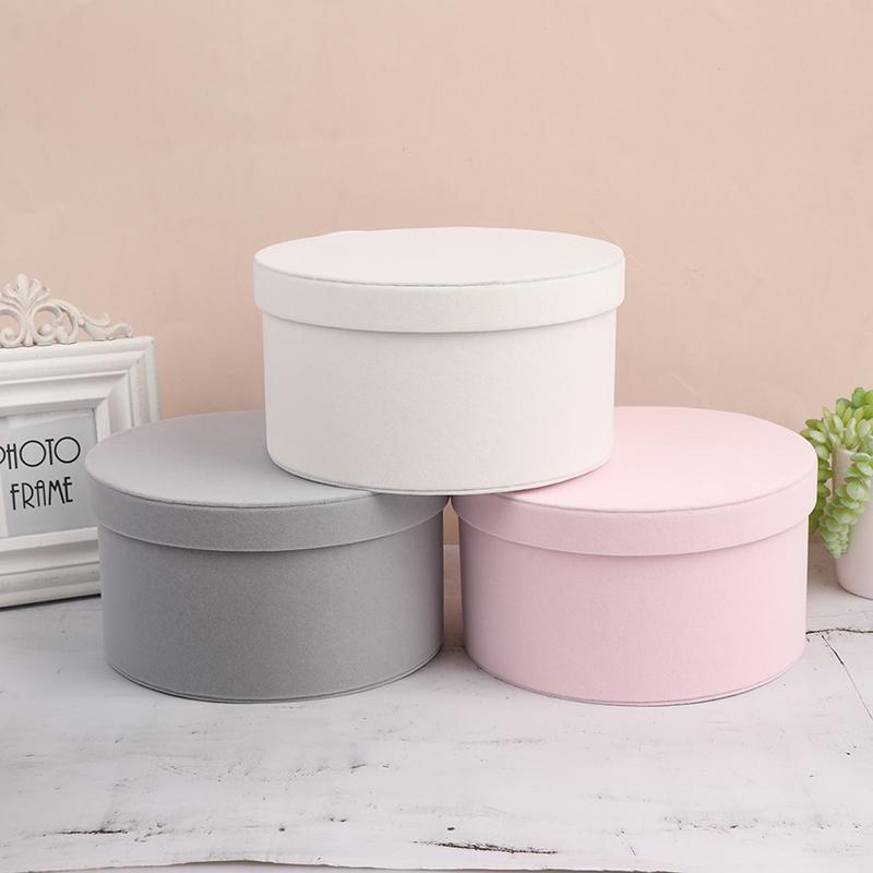 1Pc Round Flannelette Flower Boxes Florist Gift Party Packaging Box Decoration