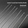 Igła do koralikowania z bocznym otwarciem do nawlekania kryształowych i perłowych koralików, Stal nierdzewna