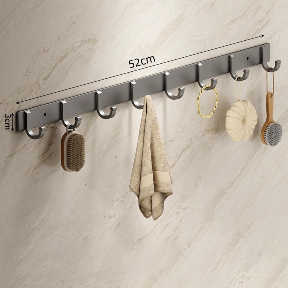 Aluminum Alloy Wall Mounted Hook Rack Strong Adhesive Space Saving Towel Rack Hook Heavy Duty Load Bearing 3-8 Hooks