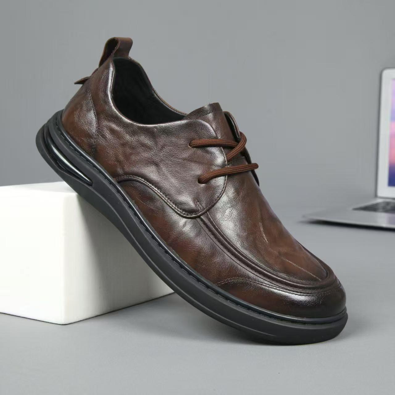 

2025 Осень Мужские Кожаные Повседневные Туфли на Толстой Подошве 42 коричневый