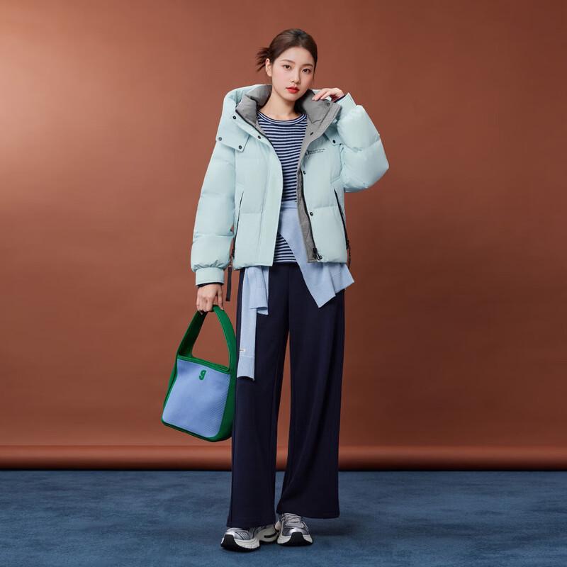 IEF Damen 2025 Winter Koreanischer Stil Weiße Entendaunen Kurze Pufferjacke