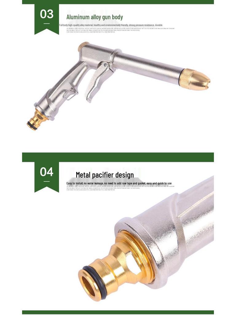 High-Pressure Garden Hose Nozzle with Metal Long Rod
