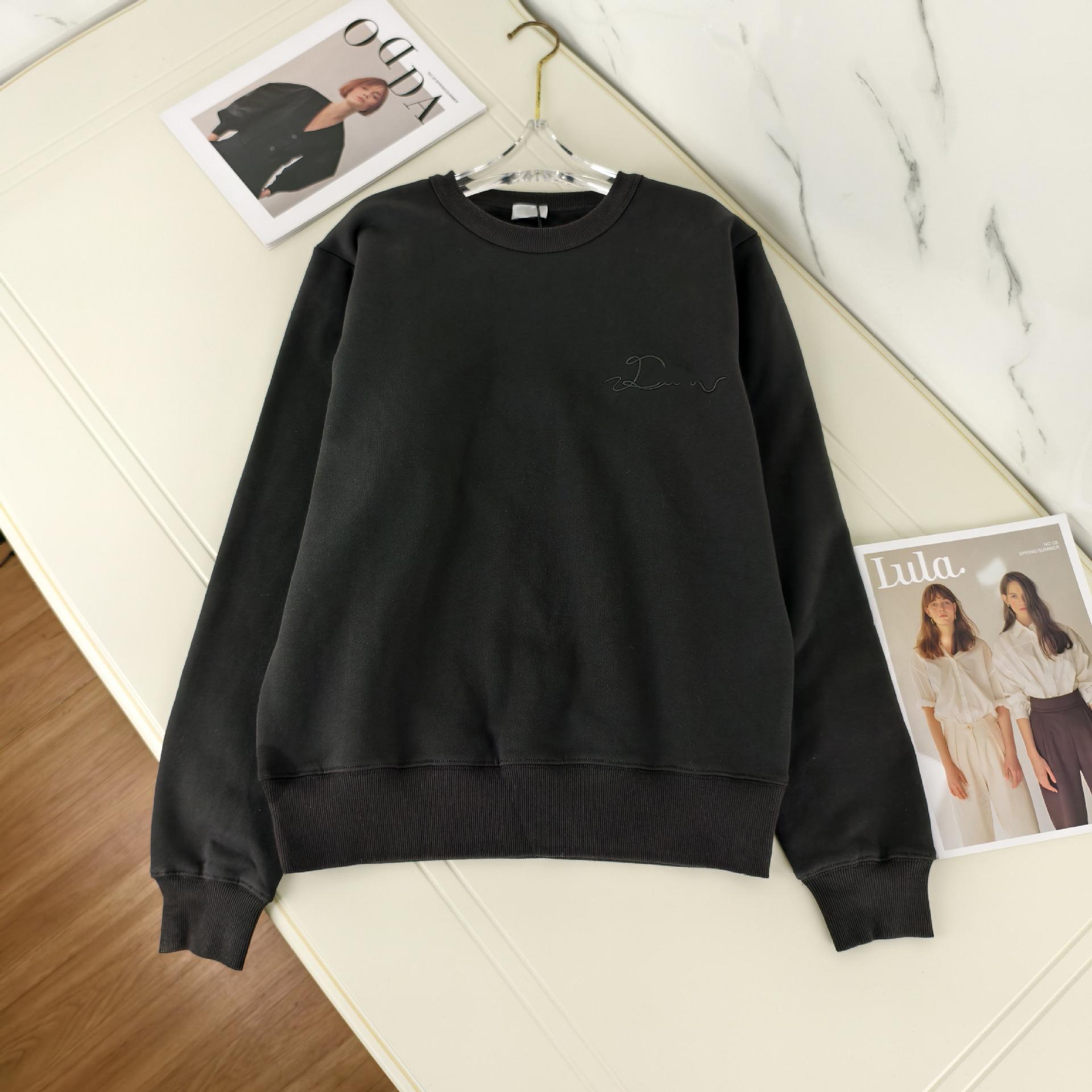 D Brand 2025 Классический пуловер с круглым вырезом из махровой ткани - Унисекс Осень/Зима S темно-серого