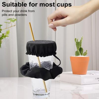 Drink Cover Scrunchie Drink Spiking Prevention Reusable Dustproof Elastic Hair Tie with Beverage Beer Water Cup Lid Women Girls College Students Gift