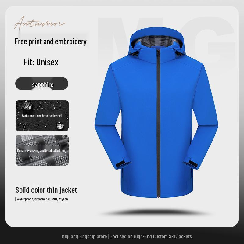 Men's Waterproof Windproof Mountaineering Jacket with Custom Logo Print - Durable Workwear for Companies and Groups