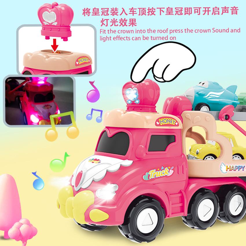 Modellspielzeug zum Zusammenbauen für Kinder, Cartoon, doppelstöckiges Transportfahrzeug, Trägheitsfahrzeug, Modellset, Spielzeug, Geschenk B128
