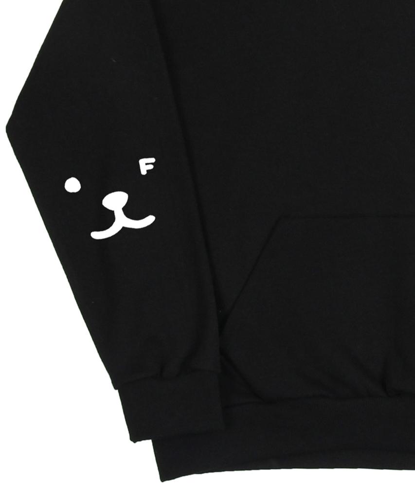[Unisex] Elbow Puppy Face Smile Hoodie_Black/White Logo