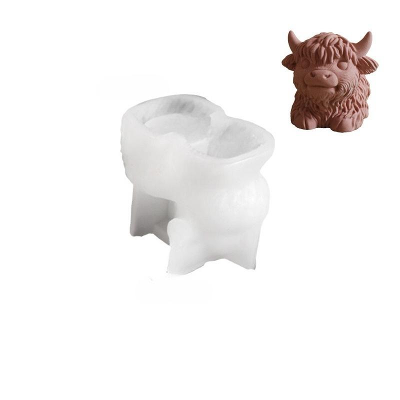 1Pc Highland Yak Candle Silicone Mold, Scottish Cow Animal Gypsum Statue Ornament Resin Epoxy Abrasives