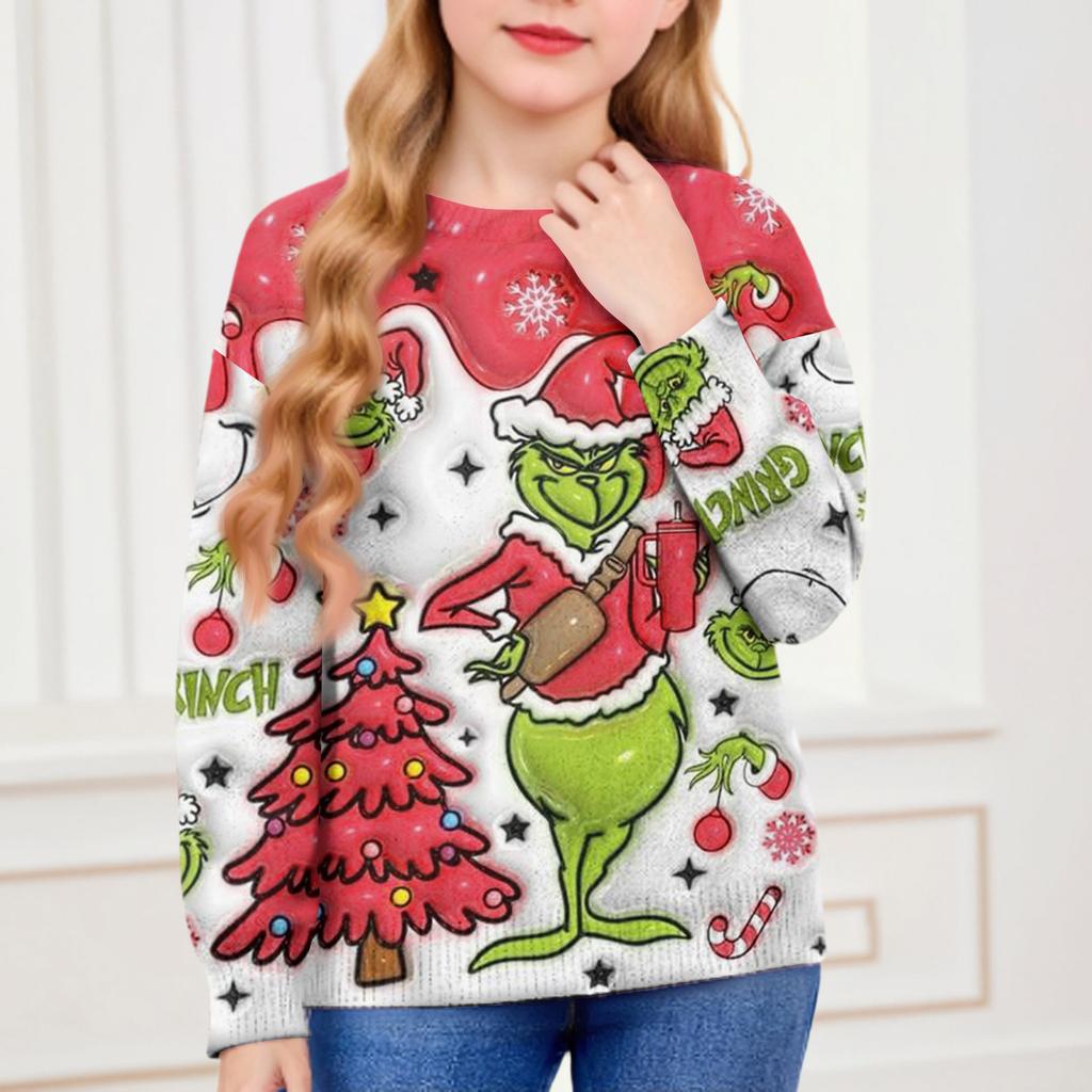 Christmas Day Sweatshirts For Children Boys And Girls Knit Sweater Cute Shirt Fall Crewneck Pullover Tops