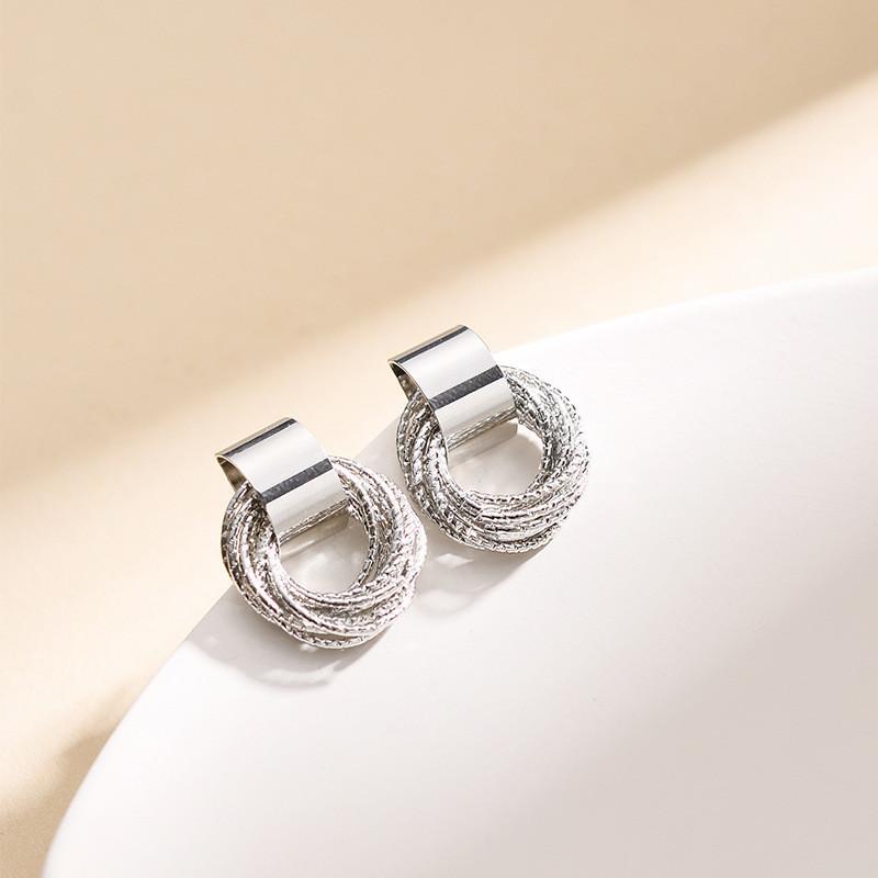Stylish Modern Multi-layer Circle Stud Earrings In Gold And Silver For Women