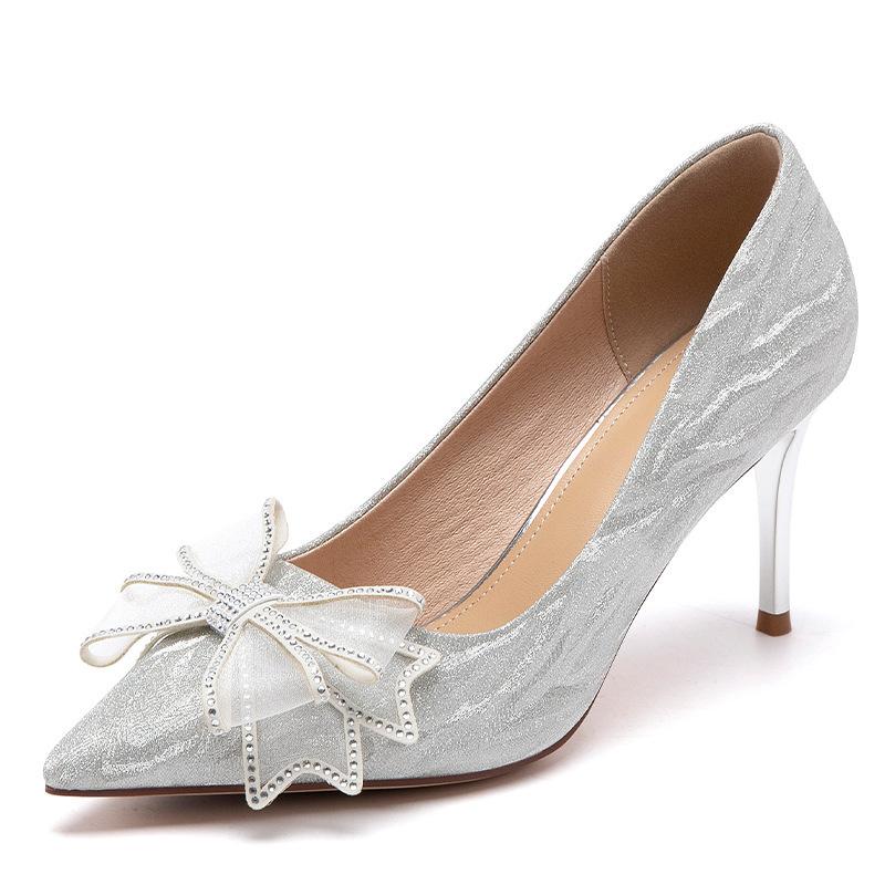 Augustine high heels women's 2025 new summer thin heels gentle fairy wind shallow mouth pointed single shoes ins