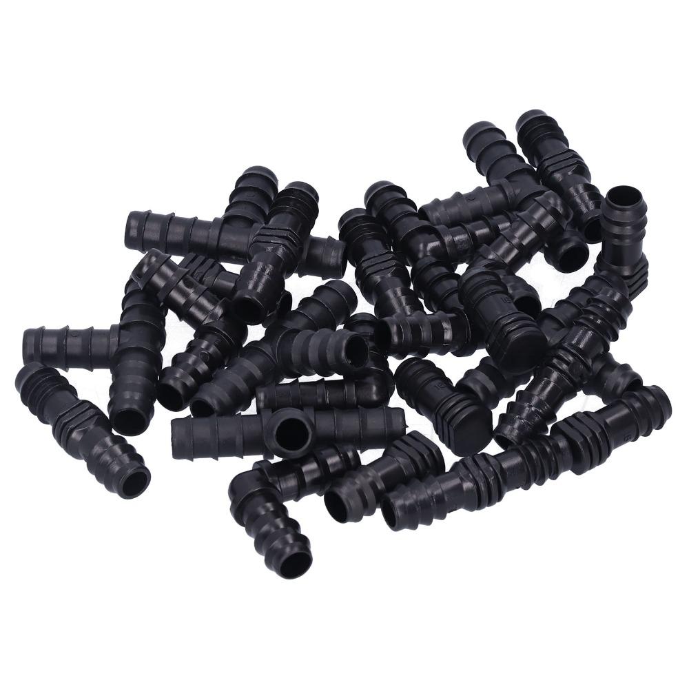 24Pcs Black Watering System ABS Barbed Connector Durable Irrigation Accessory  Patio Irrigation