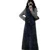 Plus Size Autumn Retro Vest and Slimming Skirt Three-Piece Set for Women