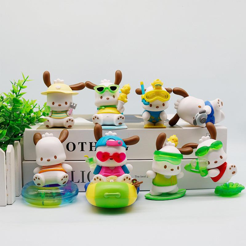 Swimming Sunglasses Pochacco Ring Ice Cream Cartoon Model Set Figurine Ornament