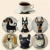 6pcs Portable Heat Insulation Wooden Dog Coasters Cute Pattern Drink Protection Cute Design Coasters Colorful Coasters Home Use