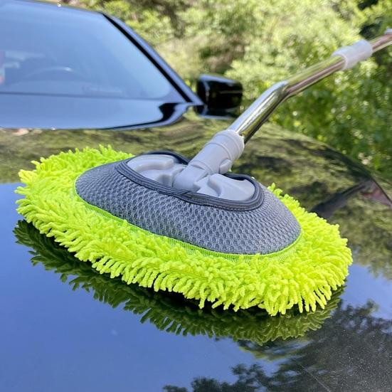 Car Cleaning Brush with Long Pole 360 Degrees Rotating Head Microfiber Brush Telescopic Handle Automotive Cleaning Mop Tools