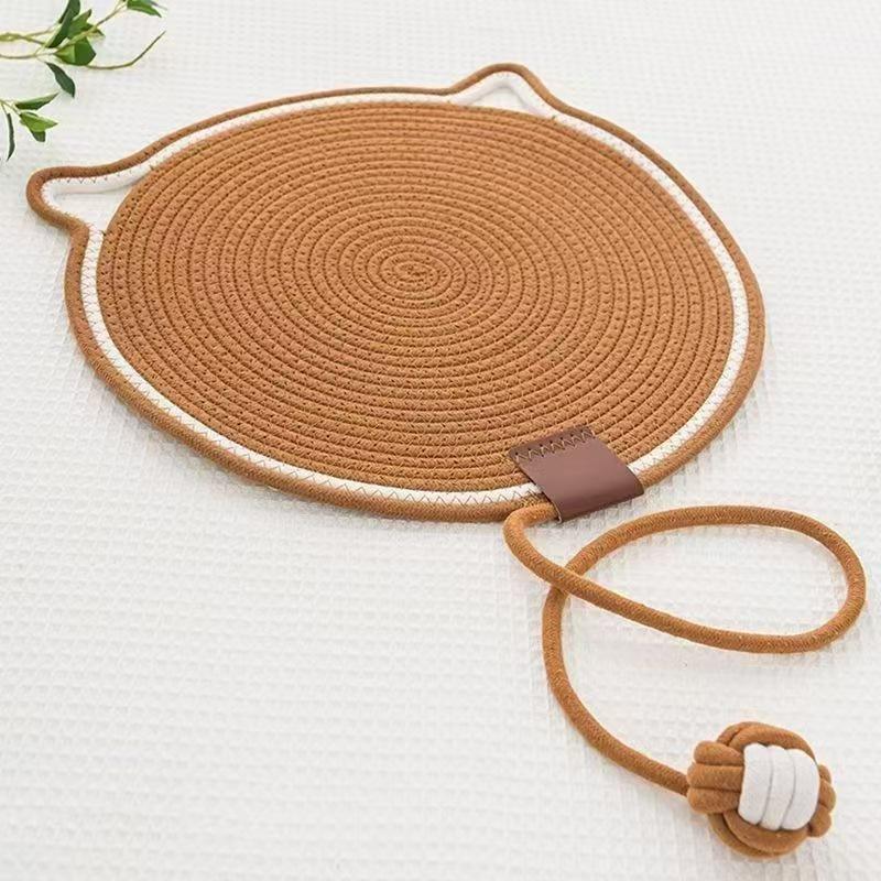 Cat Ear Round Cotton Rope Cat Scratcher Mat Pet Sleeping Rug Anti Scratch Sofa Protector Kitten Claw Grinding Accessory