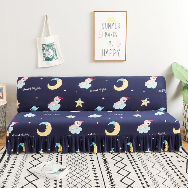 Moderne Blumenserie Sofabezug mit Rockkante für Klappsofabezug ohne Armlehne All-inclusive Elastischer Überwurfschutz