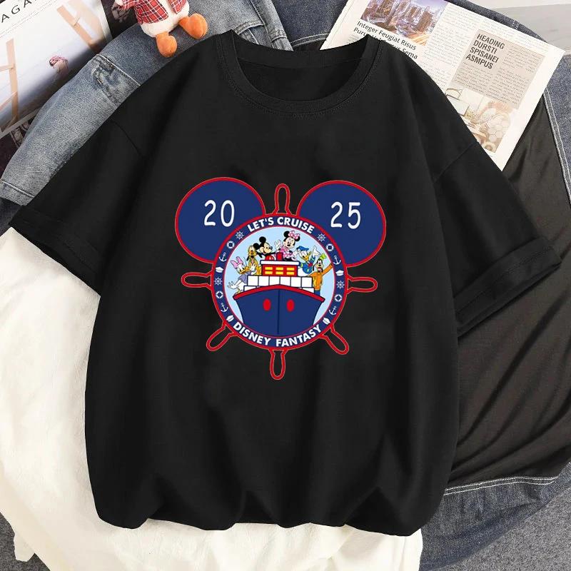 2025 Disney Family Vacation Graphic Printed Tshirt Clothes Summer Women Casual Short Sleeves Streetwear T Shirt Tees Tops