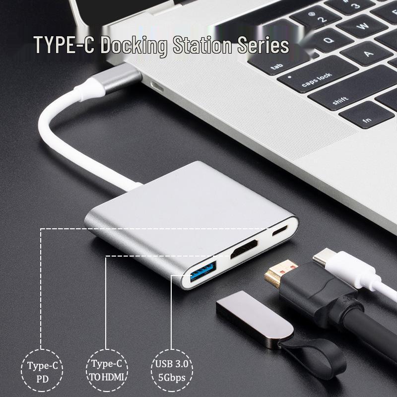 USB-C to HDMI 3-in-1 Docking Hub Adapter for TV and Projector