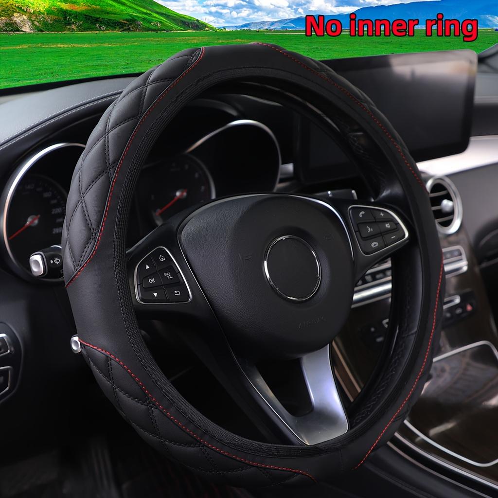 1pc Wear-resistant Comfortable PU Leather Three-dimensional Embroidery No Inner Ring Steering Wheel Cover For 36.83-38.1cm Steering Wheel For Women