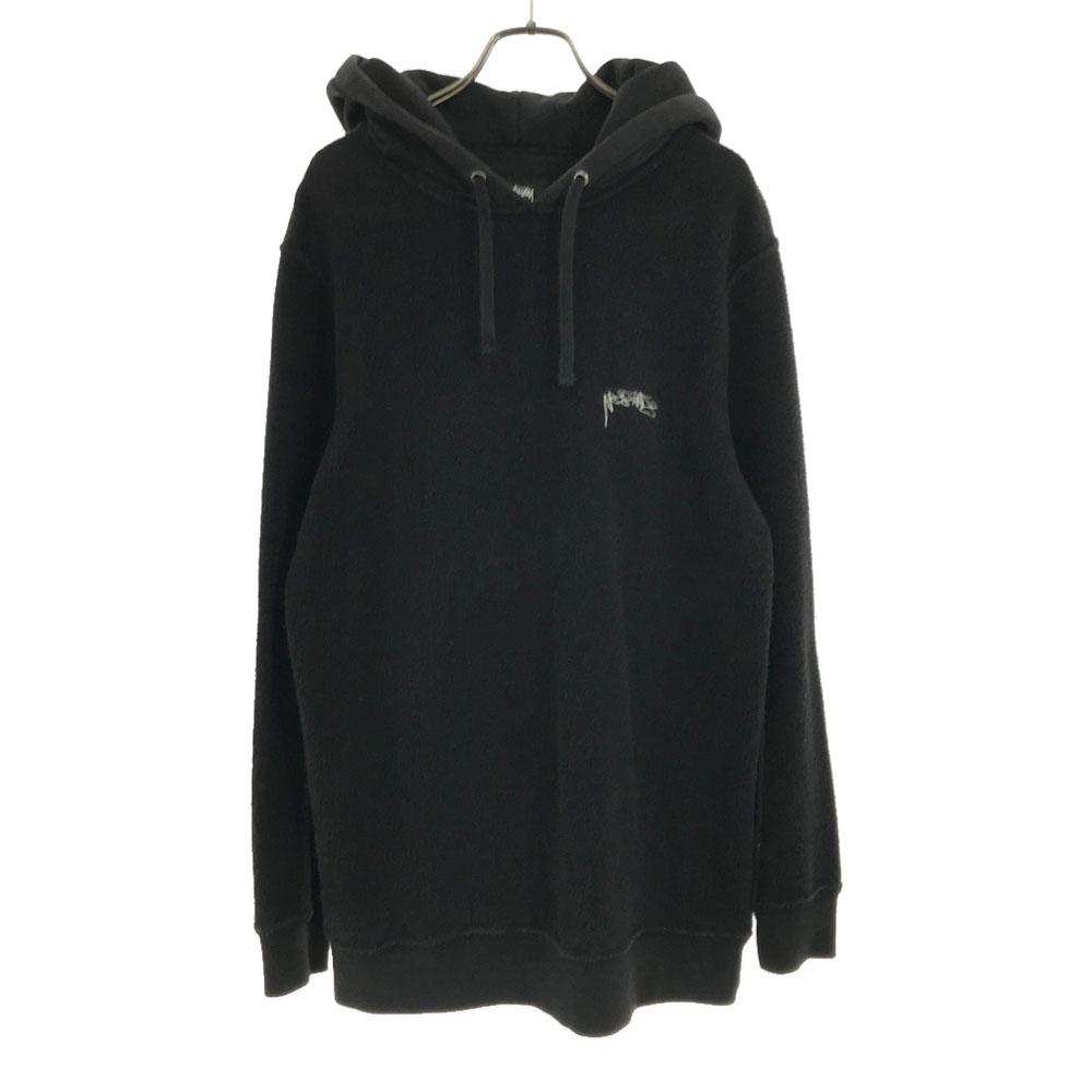 

STUSSY Logo embroidery Long sleeve switching Parker S black Brushed Men s Used