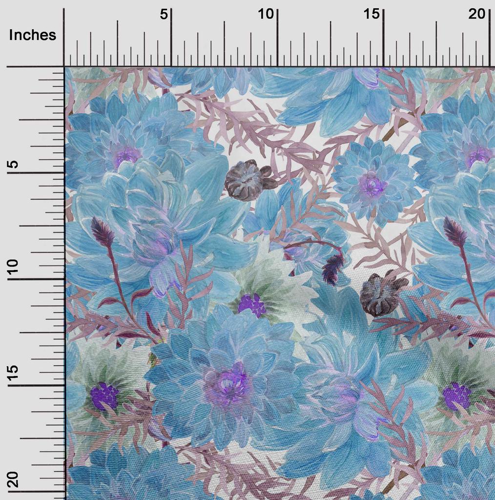 oneOone Cotton Flex Medium Purple Fabric Leaves & Lotus Floral Sewing Fabric By The Yard Printed Diy Clothing Sewing Supplies 40 Inch